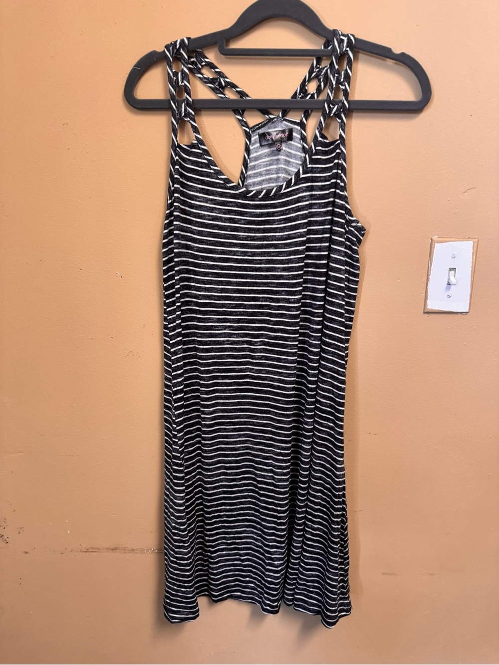 Daisy Fuentes Black & White Striped Midi Tank Dress